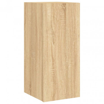 Comodă TV de perete cu lumini LED, stejar sonoma, 30,5x35x70 cm - Img 3