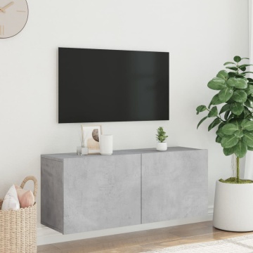 Comodă TV de perete, gri beton, 100x30x41 cm - Img 3