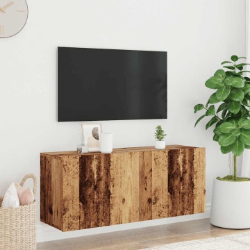 Comodă TV de perete, lemn vechi, 100x30x41 cm - Img 3