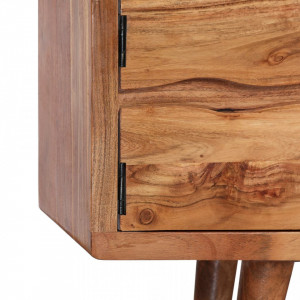 Comodă TV din lemn masiv de acacia, uși sculptate, 117x30x40 cm - Img 6