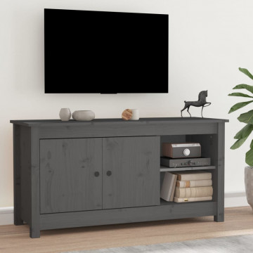Comodă TV, gri, 103x36,5x52 cm, lemn masiv de pin - Img 1