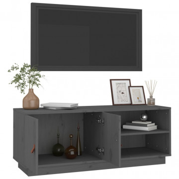 Comodă TV, gri, 105x34x40 cm, lemn masiv de pin - Img 8