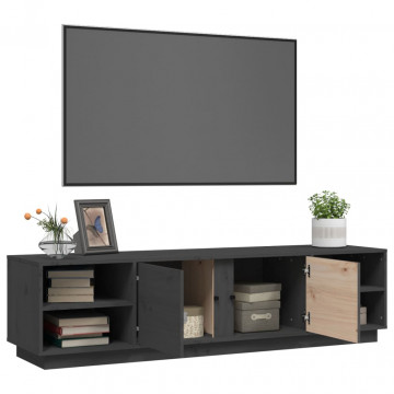 Comodă TV, gri, 156x40x40 cm, lemn masiv de pin - Img 8