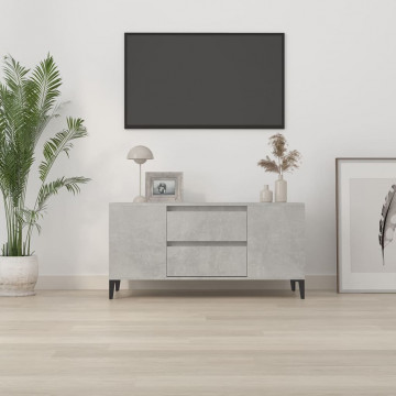 Comodă TV, gri beton, 102x44,5x50 cm, lemn prelucrat - Img 3