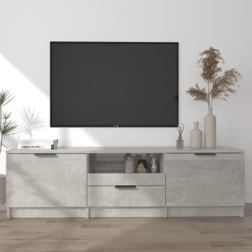 Comodă TV, gri beton, 140x35x40 cm, lemn prelucrat - Img 1