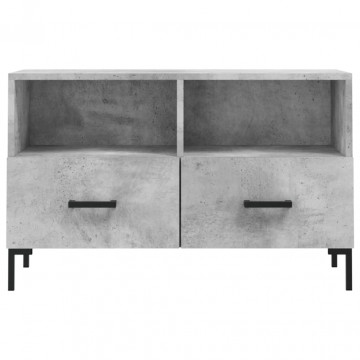 Comodă TV, gri beton, 80x36x50 cm, lemn compozit - Img 8