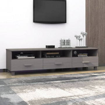Comodă TV, gri deschis, 158x40x40 cm, lemn masiv de pin - Img 4