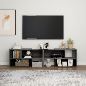 Comodă TV, gri extralucios, 149x30x52 cm, PAL - Img 3