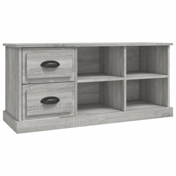 Comodă TV, gri sonoma, 102x35,5x47,5 cm, lemn prelucrat - Img 2