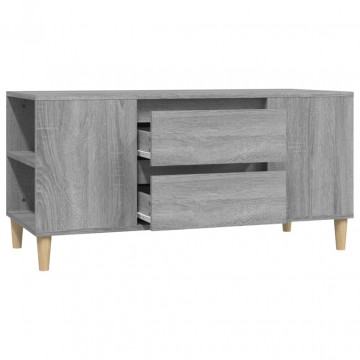 Comodă TV, gri sonoma, 102x44,5x50 cm, lemn prelucrat - Img 5