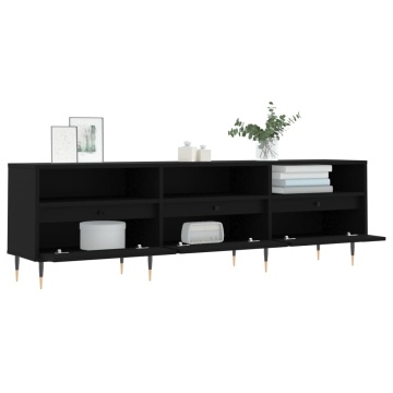 Comodă TV, negru, 150x30x44,5 cm, lemn prelucrat - Img 4