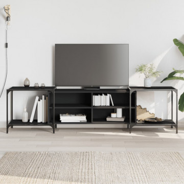 Comodă TV, negru, 203x37x50 cm, lemn prelucrat - Img 1