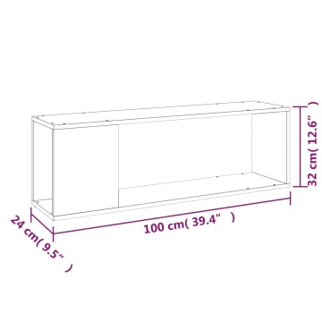 Comodă TV, sonoma gri, 100x24x32 cm, lemn prelucrat - Img 7