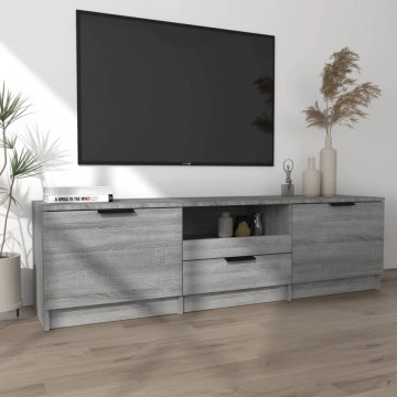 Comodă TV, sonoma gri, 140x35x40 cm, lemn prelucrat - Img 3