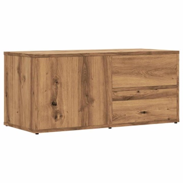 Comodă TV, stejar artizanal, 80x34x35,5 cm, lemn prelucrat - Img 2