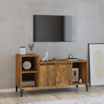 Comodă TV, stejar fumuriu, 100x35x55 cm, lemn prelucrat - Img 1