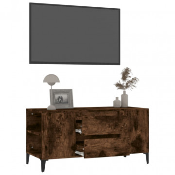 Comodă TV, stejar fumuriu, 102x44,5x50 cm, lemn prelucrat - Img 8