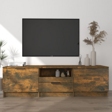 Comodă TV, stejar fumuriu, 140x35x40 cm, lemn prelucrat - Img 1