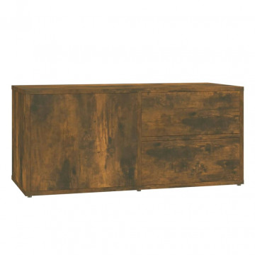 Comodă TV, stejar fumuriu, 80x34x36 cm, lemn prelucrat - Img 2
