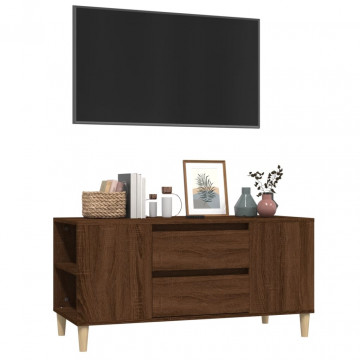 Comodă TV, stejar maro, 102x44,5x50 cm, lemn prelucrat - Img 4