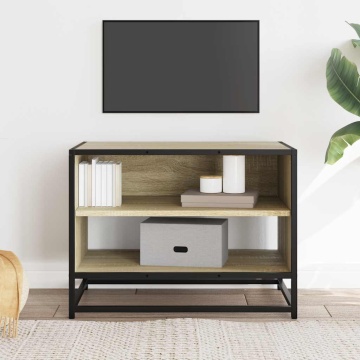 Comodă TV, stejar sonoma, 61x40x46 cm, lemn prelucrat și metal - Img 3