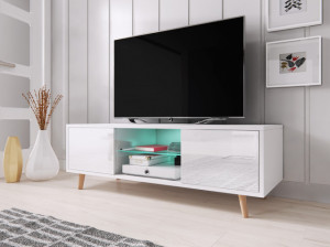 Comoda Tv Sweden White Mat/White High High Gloss - Img 1