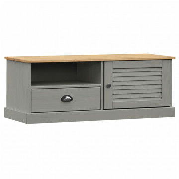 Comodă TV VIGO, gri, 106x40x40 cm, lemn masiv de pin - Img 2
