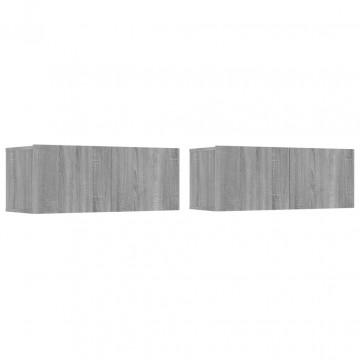 Comode TV, 2 buc., gri sonoma, 80x30x30 cm, lemn prelucrat - Img 2