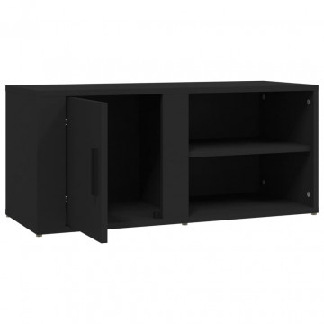 Comode TV, 2 buc., negru, 80x31,5x36 cm, lemn prelucrat - Img 7