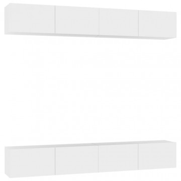 Comode TV, 4 buc., alb, 100x30x30 cm, PAL - Img 2