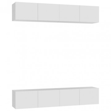 Comode TV, 4 buc., alb, 80x30x30 cm, lemn compozit - Img 2