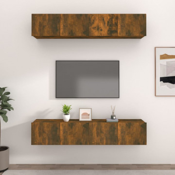 Comode TV, 4 buc., stejar afumat, 80x30x30 cm lemn prelucrat - Img 1