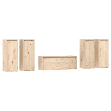 Comode TV, 5 buc., lemn masiv de pin - Img 2