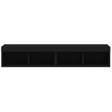 Comode TV cu lumini LED, 2 buc., negru, 60x30x30 cm - Img 7