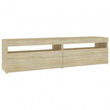 Comode TV cu lumini LED, 2 buc., stejar sonoma, 75x35x40 cm - Img 2