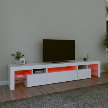 Comode TV cu lumini LED, alb，215x36,5x40 - Img 8