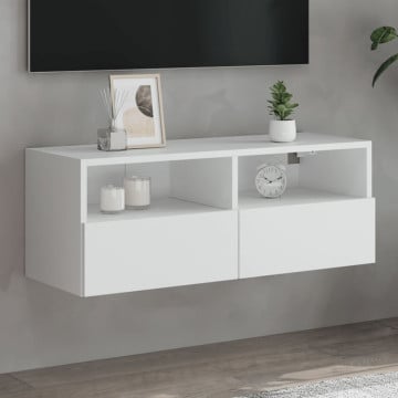 Comode TV de perete, alb, 80x30x30 cm, lemn prelucrat - Img 1
