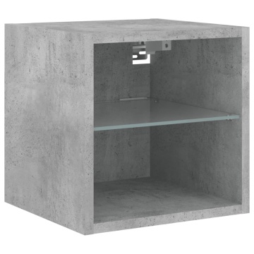 Comode TV de perete cu lumini LED 2 buc. gri beton 30x28,5x30cm - Img 7