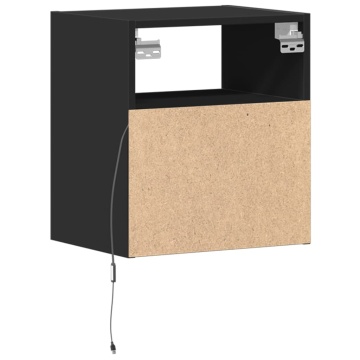 Comode TV de perete cu lumini LED, 2 buc., negru, 41x31x45 cm - Img 7