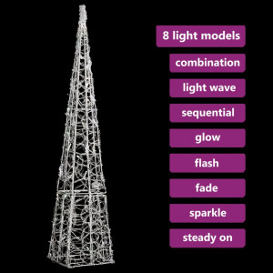 Con de lumină cu LED decorativ, alb rece, 90 cm, acrilic - Img 8