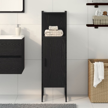 Consolă de baie Negru Stejar 33x33x120,5 cm Lemn prelucrat - Img 4