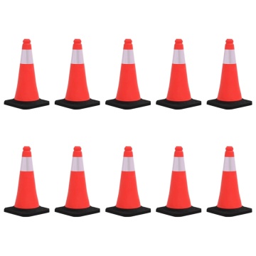 Conuri de trafic reflectorizante cu baze grele, 10 buc., 50 cm - Img 1