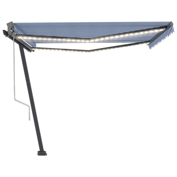 Copertină automată cu senzor vânt&LED, albastru&alb, 400x300 cm - Img 2