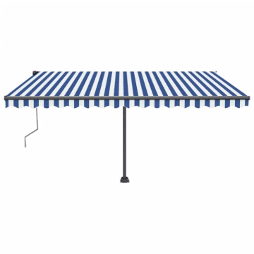 Copertină automată cu senzor vânt&LED, albastru/alb, 400x350 cm - Img 2