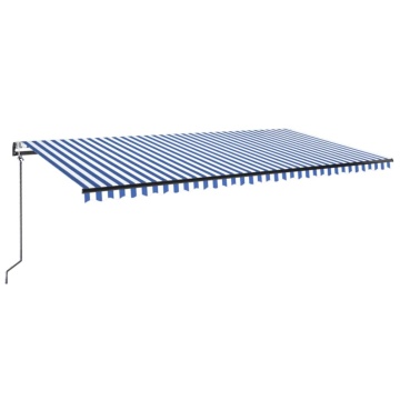 Copertină automată cu senzor vânt&LED, albastru/alb, 600x300 cm - Img 2