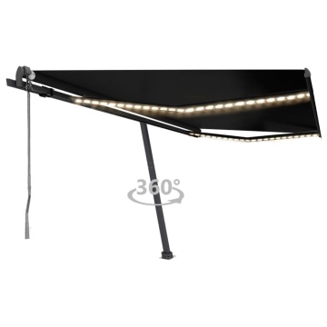 Copertină automată cu senzor vânt & LED, antracit, 400x350 cm - Img 1