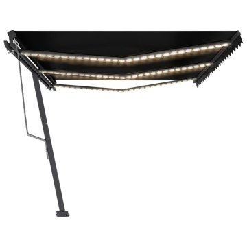 Copertină automată cu senzor vânt & LED, antracit, 600x300 cm - Img 4