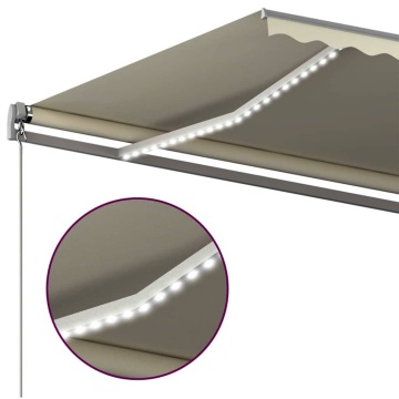 Copertină automată cu senzor vânt & LED, crem, 400x300 cm - Img 5