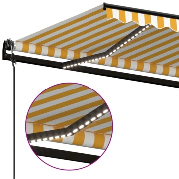 Copertină automată cu senzor vânt&LED, galben/alb, 400x350 cm - Img 8