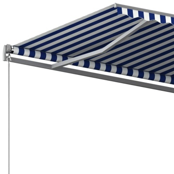 Copertină autonomă retractabilă automat albastru&alb 500x300 cm - Img 5